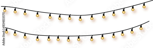Festive string lights illustration with warm yellow glow, perfect for holiday decorations, party ambiance, and joyful celebrations vector graphic