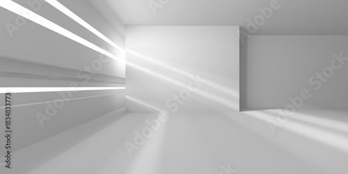 Wallpaper Mural Minimalist abstract interior space with sunlight rays and geometric shadows. 3d render Torontodigital.ca