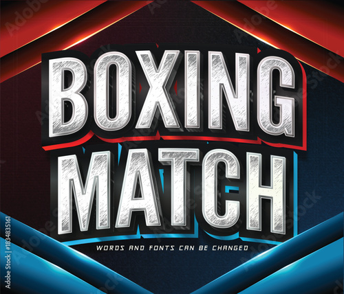 boxing match text effect, editable silver blue vs red style