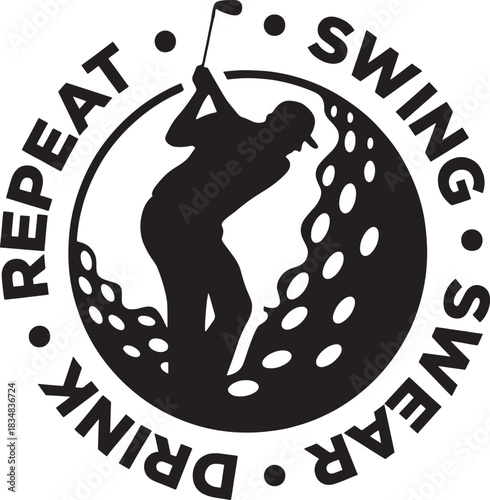 Funny golf saying graphic design with golfer silhouette