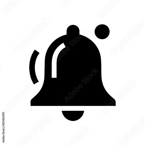 Simple black silhouette of a ringing bell icon