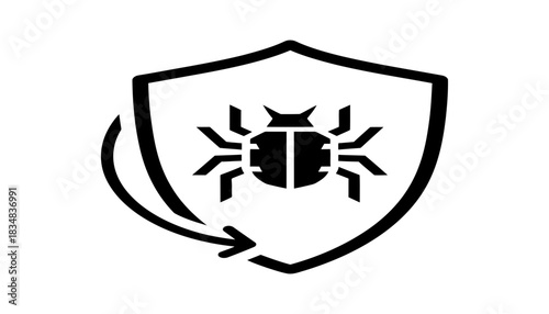 Shielded bug icon represents antivirus protection and security