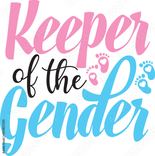 Keeper of the gender text design with pink and blue colors