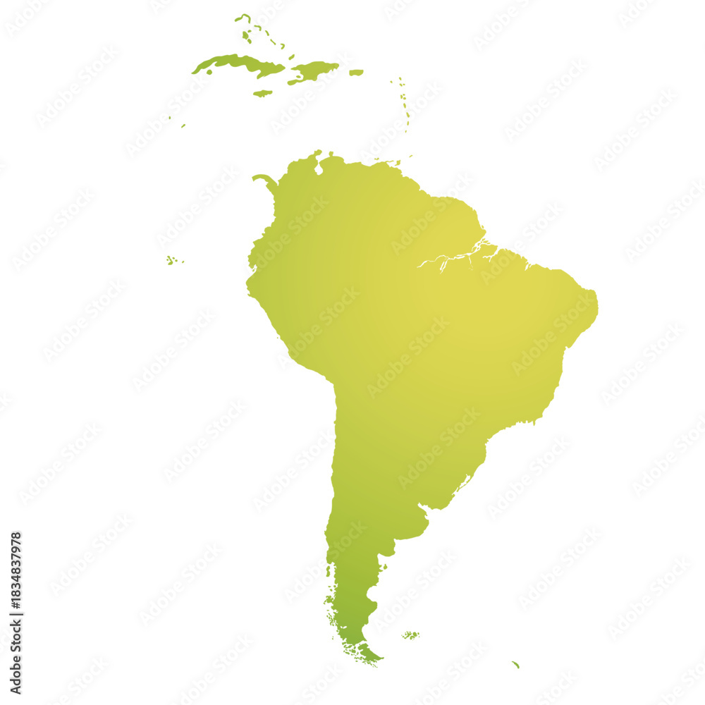 Obraz premium Map of South America, sign silhouette. World Map Globe. Vector Illustration isolated on white background. Latin American continent