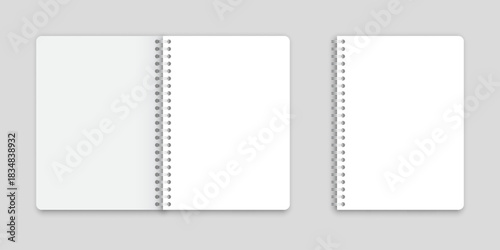 Realistic blank empty notebooks mockup icon in flat style. Paper notebook vector illustration on isolated background. Booklet sign business concept.