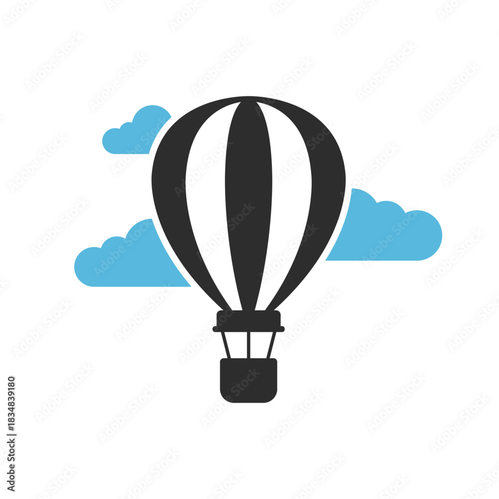 Fototapeta premium Hot air balloon in flat style. Flying transport ballon vector illustration on isolated background. Travel ball sign business concept.
