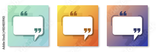 Blank speech bubble template set collection in flat style. Bubble with quote vector illustration on isolated background. Dialogue frame sign business concept.