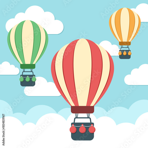 Hot air balloon in flat style. Flying transport ballon vector illustration on isolated background. Travel ball sign business concept.