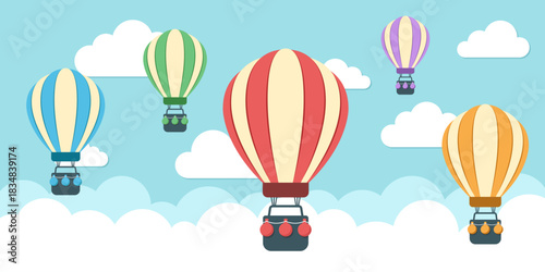 Hot air balloon in flat style. Flying transport ballon vector illustration on isolated background. Travel ball sign business concept.