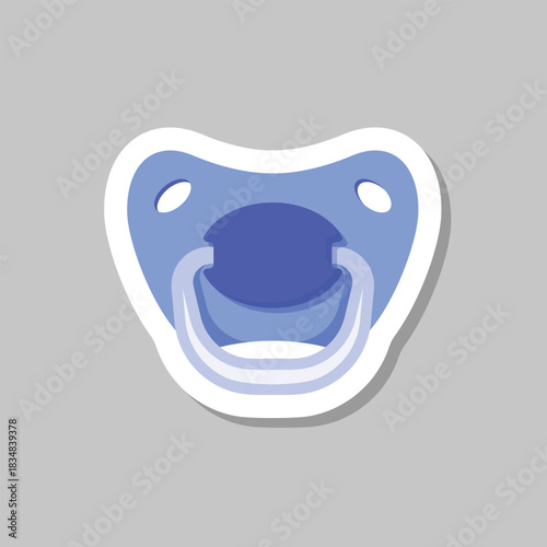 Baby pacifier sticker icon in flat style. Nipple for newborn child vector illustration on isolated background. Soother sign business concept.