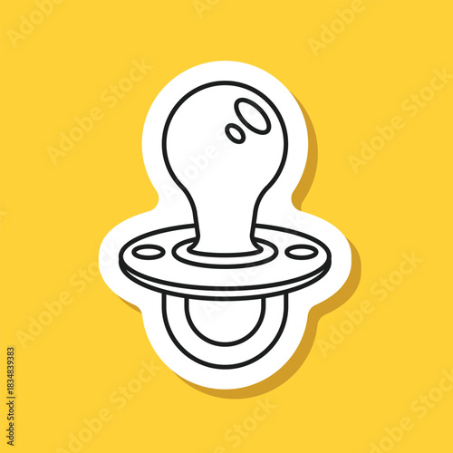 Baby pacifier sticker icon in flat style. Nipple for newborn child vector illustration on isolated background. Soother sign business concept.
