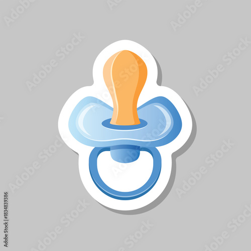 Baby pacifier sticker icon in flat style. Nipple for newborn child vector illustration on isolated background. Soother sign business concept.