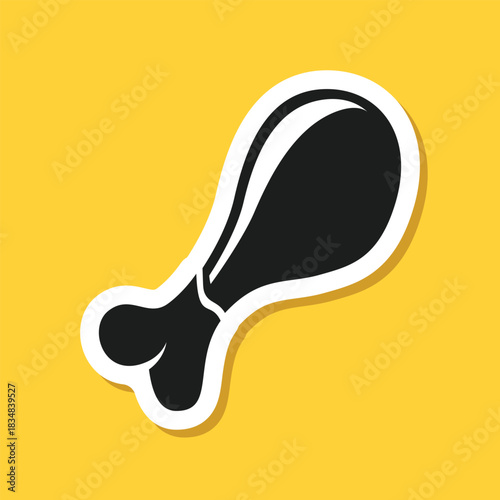 Chicken leg sticker icon in flat style. Fast food menu vector illustration on isolated background. Drumstick sign business concept.