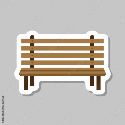 Bench sticker icon in flat style. Comfortable rest vector illustration on isolated background. Park chair sign business concept.