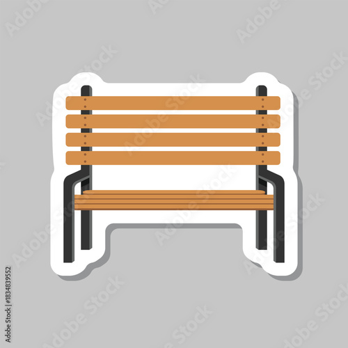 Bench sticker icon in flat style. Comfortable rest vector illustration on isolated background. Park chair sign business concept.