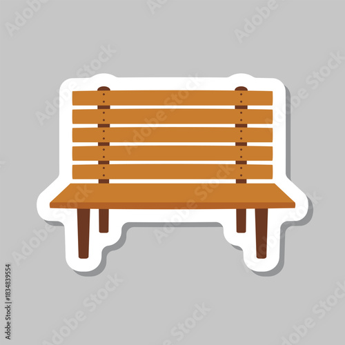 Bench sticker icon in flat style. Comfortable rest vector illustration on isolated background. Park chair sign business concept.