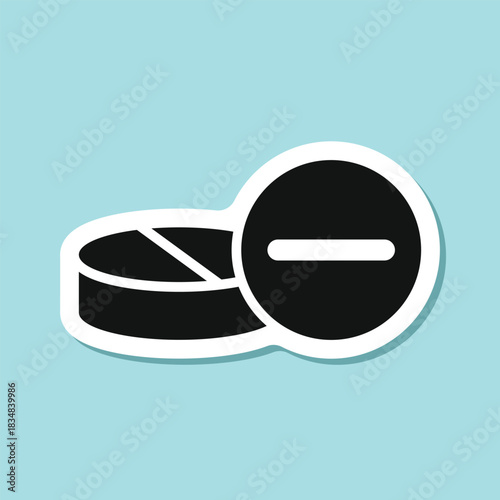 Pills capsules sticker icon in flat style. Medical tablet vector illustration on isolated background. Healthcare drug sign business concept.