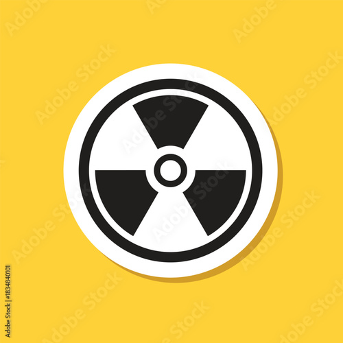 Radioactive material sticker icon in flat style. Radiation danger vector illustration on isolated background. Caution sign business concept.