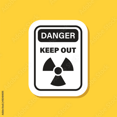 Radioactive material sticker icon in flat style. Radiation danger vector illustration on isolated background. Caution sign business concept.