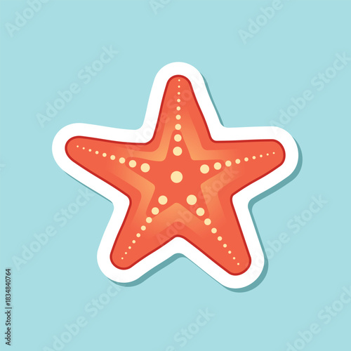 Starfish sticker icon in flat style. Sea stars vector illustration on isolated background. Sea animal sign business concept.