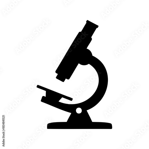 Scientific microscope instrument silhouette for research and study in dark monotone