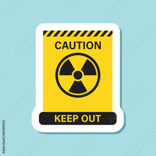 Radioactive material warning sticker icon in flat style. Radiation danger vector illustration on isolated background. Caution sign business concept.