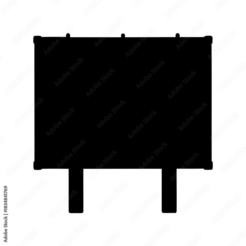 Obraz premium Black silhouette of a billboard sign with posts isolated on white