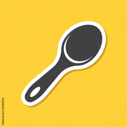 Spoon sticker icon in flat style. Teaspoon vector illustration on isolated background. Tablespoon sign business concept.