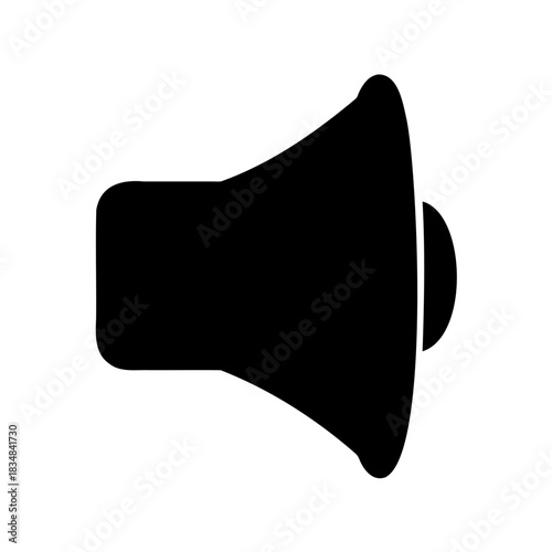 Silhouette illustration of a black and white megaphone to convey volume