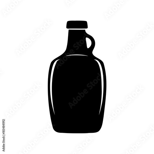 Monochrome depiction of a glass bottle with handle for liquid storage