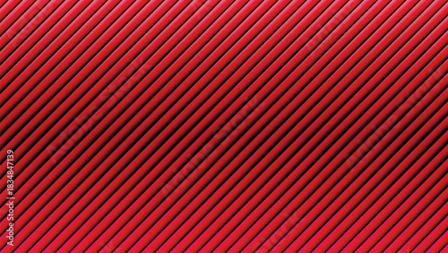 Vibrant red background with a pattern of parallel diagonal lines creating a ribbed texture.