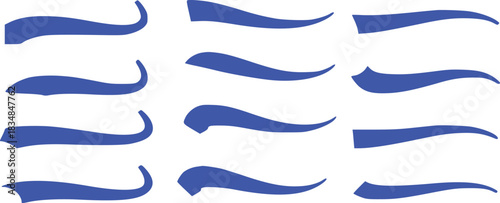 Collection of Blue Swoosh and Tail Accents for Design and Typography