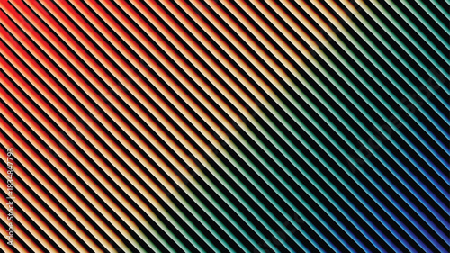 Abstract diagonal lines with a vibrant color gradient from warm red to cool blue.