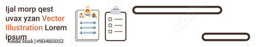 Task organization, productivity, workflow, planning, management, office tools. Two icons checklist and clipboard. Task organization and productivity through versatile symbols