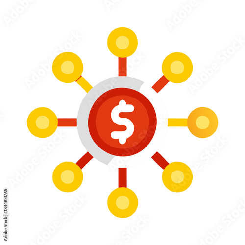 Affiliate Marketing Network Icon with Dollar Symbol Representing Business Growth and Financial Connections