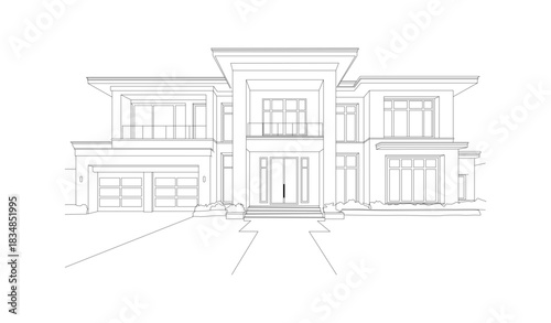 Minimalist architectural drawing illustrating a stunning modern residence an abstract outline capturing contemporary home design and elegant structural forms