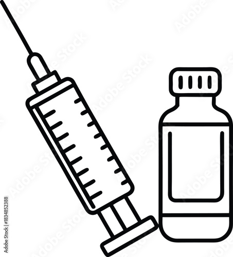 Syringe and medical vial icon healthcare medicine