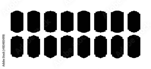 Collection of Black Decorative Frames and Labels with Ornate and Rounded Edges