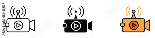 Livestream icon vector. digital communication platforms, broadcast live feed symbol. vector illustration.