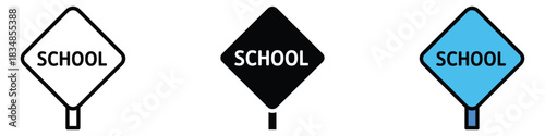 School sign icon vector. traffic awareness, educational safety and student protection symbol. vector illustration.