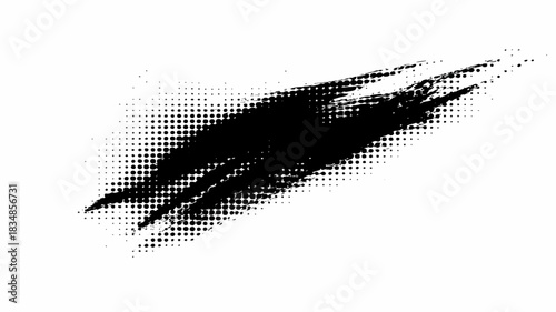 Vector black grunge ink silhouette drawing of a fish, dolphin, and sea animal illustration design with brush texture