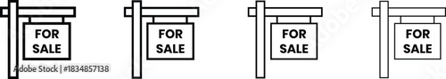 Real estate for sale sign Icon property sale board outline Illustration.