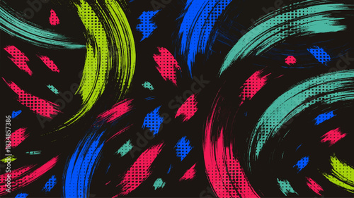 Abstract colorful background with butterflies, featuring a psychedelic swirl fractal design, vibrant color pattern, and dreamy flower art illustration