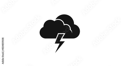 Storm cloud with lightning bolt with transparent background