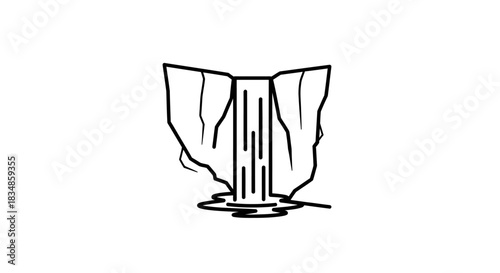 Waterfall cascading down rocky cliffs with transparent background