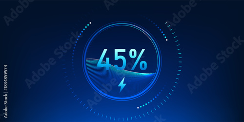 Energy Charging Technology Background with Battery Status Display, Power Level Indicator, Clean Energy Storage System Showing Real Time Charge Progress, Remaining Capacity and Efficient Backup Power