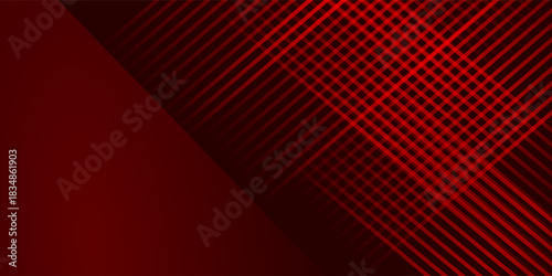 Top red steel mesh background with red glowing lines with free space for design. Modern technology innovation concept background. Perforated dark red metal sheet for background design