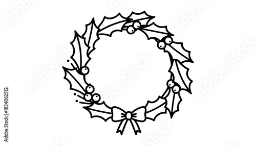 Festive Wreath: A classic holiday wreath design, perfect for adding a touch of festive cheer to any project or design. Embodying simplicity and elegance.