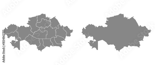 Gray Kazakhstan map icon. Country map - vector illustrations.