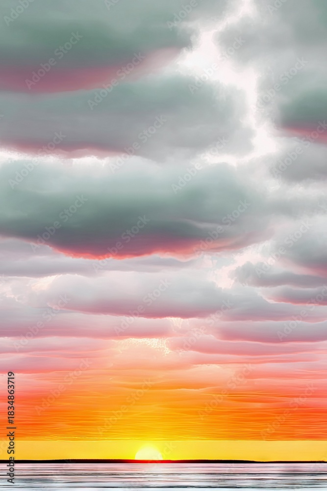 Fototapeta premium Sunset Sky with Clouds and Horizon